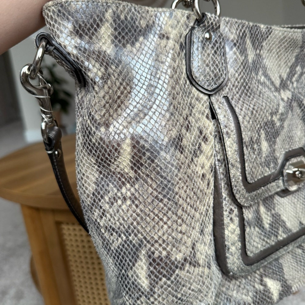 Coach Campbell Exotic Snakeskin Embossed Python Print Leather Large Satchel - Picture 10 of 15